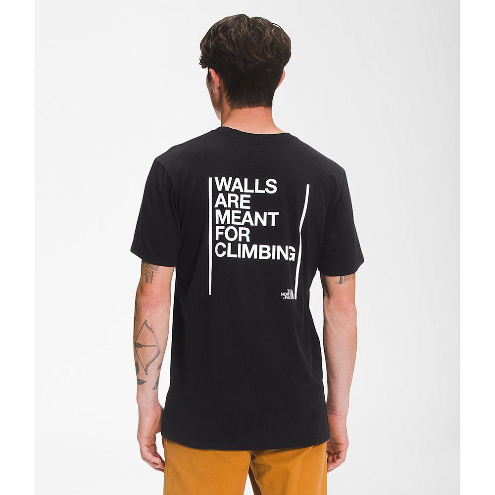 The North Face Κοντό Μανίκι Walls Ανδρικα T Shirt - Μαυρα (OZHC08396)